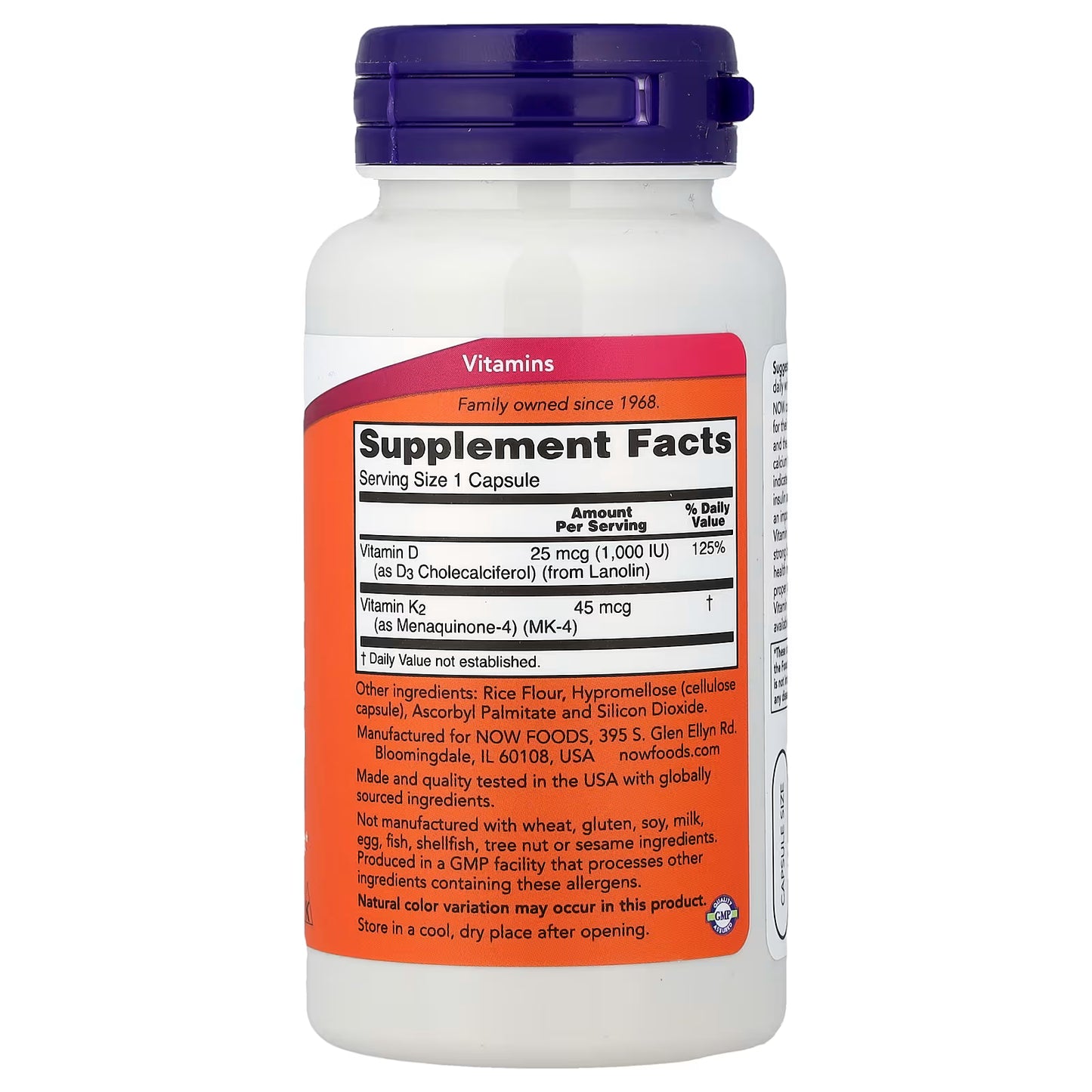 Vitamine D-3 et K-2 de NOW, 120 capsules - 1000IU33