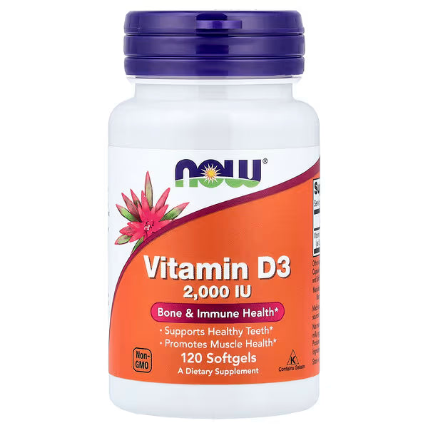 Vitamine D-3 de la marque NOW - 2000 IU - 120 gélules